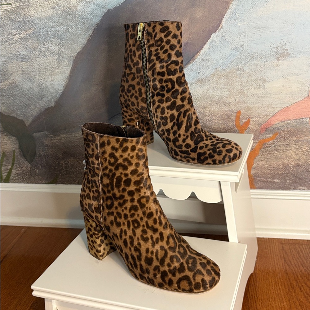 J. Crew Brown Leopard Heeled Boots